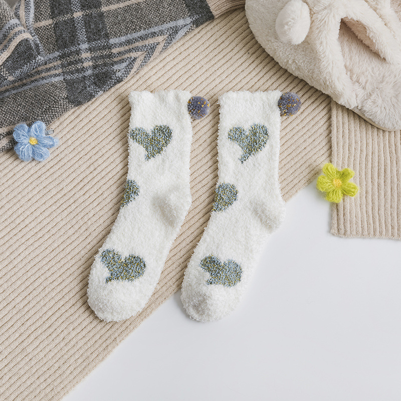 Coral Velvet Autumn Winter Socks Home Floor Socks Thick Warm Love Socks Fluffy Fuzzy Socks